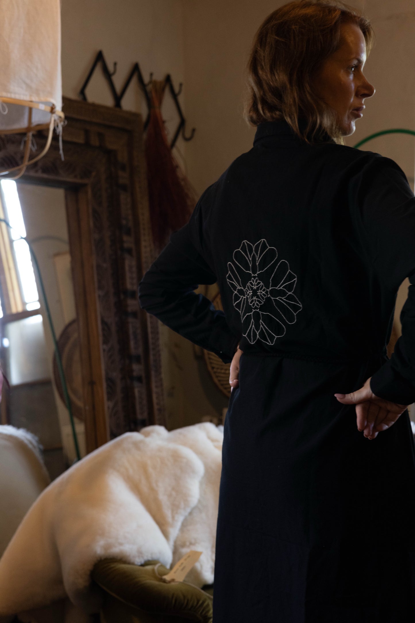 Skjortklänning Flower svart